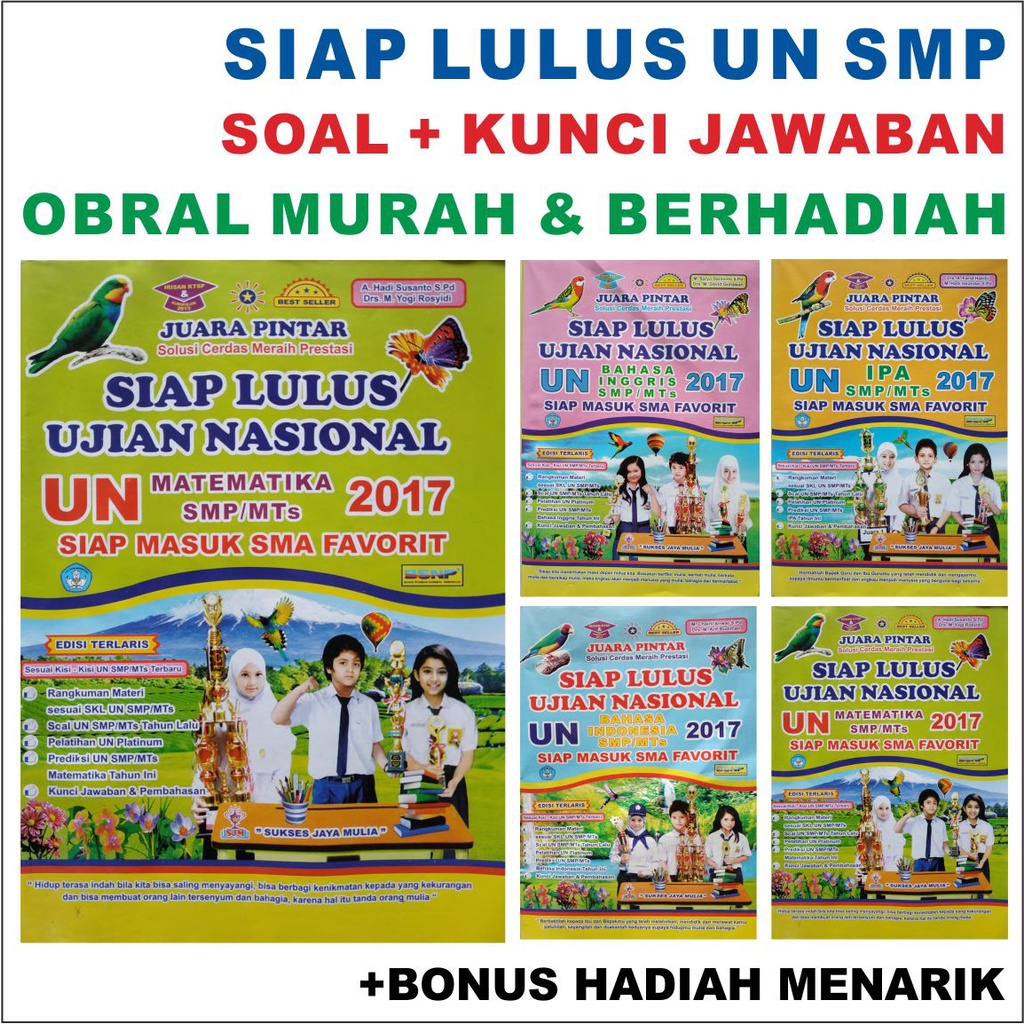 OBRAL BUKU UN SMP JUARA PINTAR SIAP LULUS UJIAN NASIONAL SMP UN 2017 + KUNCI JAWABAN IPA BAHASA INDO