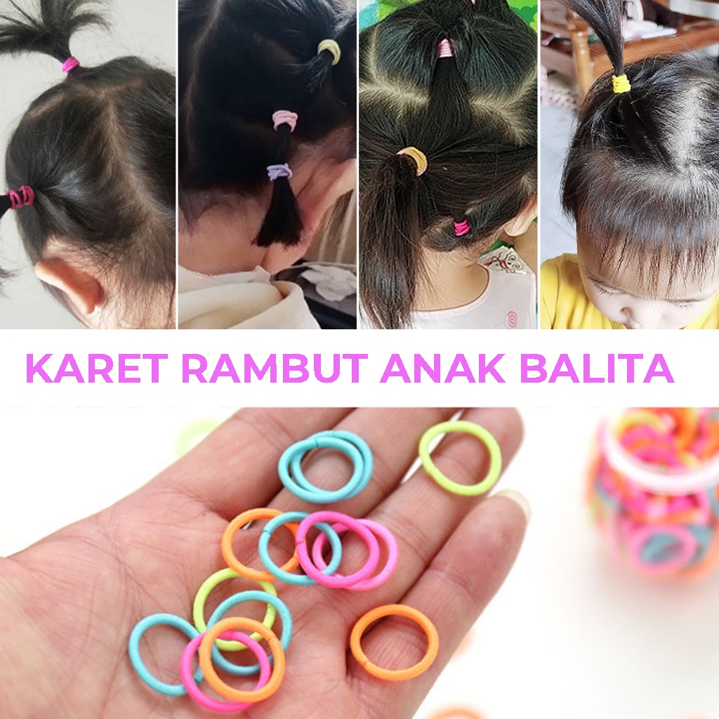 Ikat Rambut Anak Isi 100pcs Kunciran Rambut Korea Karet Kucir Warna Polos Aksesoris Rambut Elastis Iket Rambut Perempuan | GROSIRXPRESS