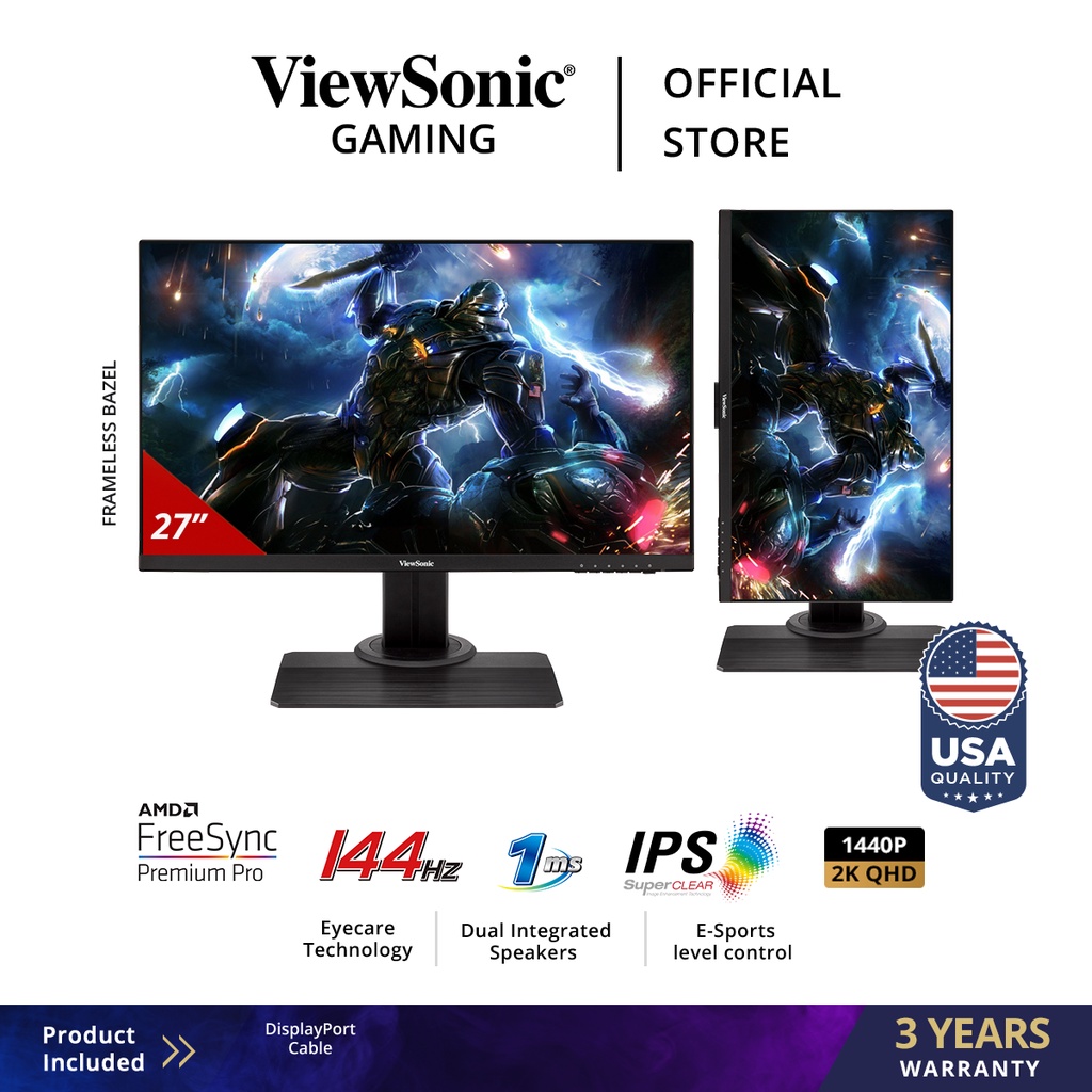 ViewSonic XG2705-2K 27” QHD Gaming Monitor | 144Hz | 1ms | AMD FreeSync™ Premium | SuperClear® IPS
