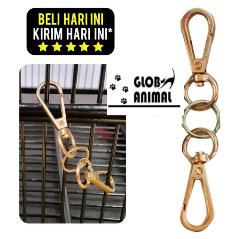 RANTAI KUNCI SANGKAR BURUNG STAINLESS EMAS gembok besi pintu kandang burung