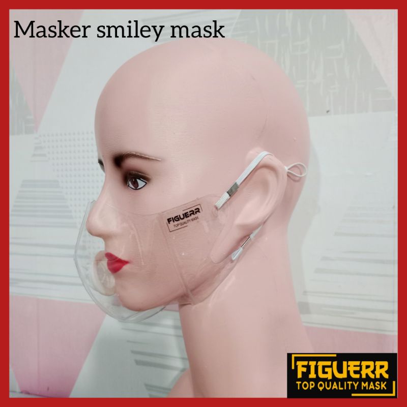 MASKER BENING TRANSPARAN SMILEY MASK PAMER SENYUM DUCKBIL DEWASA EARLOOP HEADLOOP
