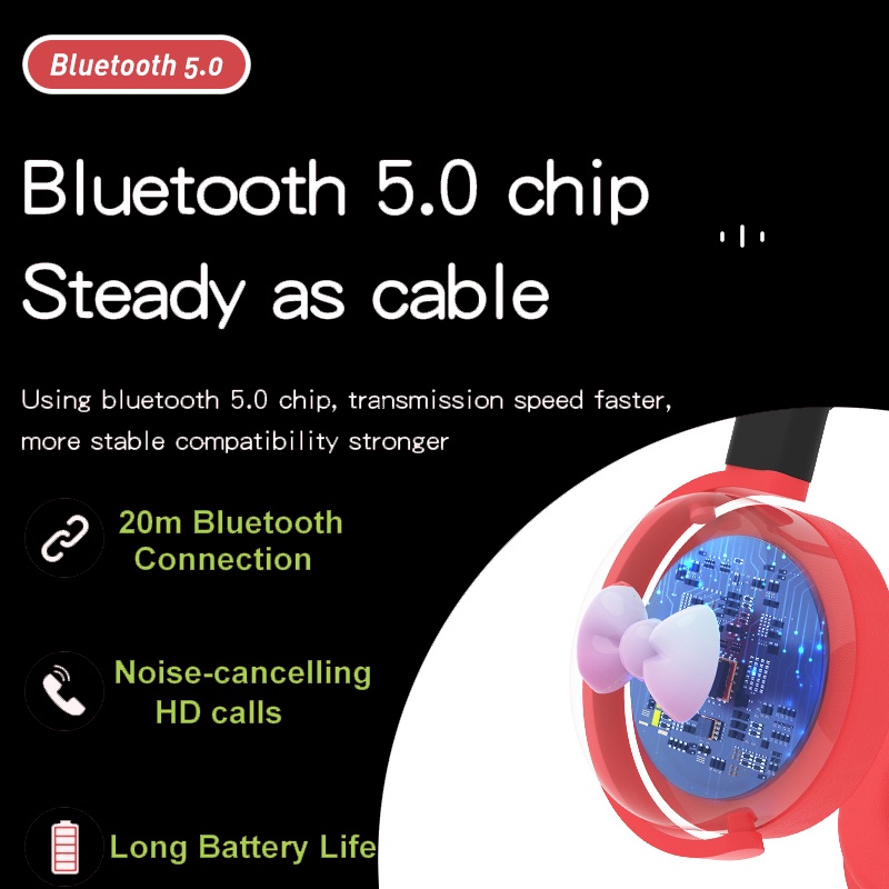 Bluetooth Headphone Wireless Headset with Mic RGB Lights Over-Ear LED Light Cute Kids Headphones Gaming Earphone for PC Game Laptop Pad HP