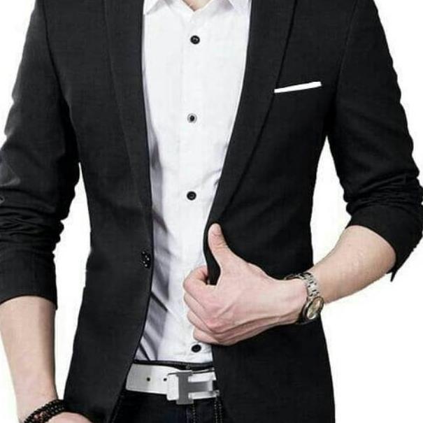 Jaz blazer pria hitam/jaz pria keren/baju atasan cowok/jas almamater murah {SZ.10De22ᶻ}