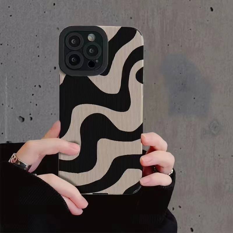 Ins Simple Zebra Stripes Cocok Untuk Iphone14 14pro 14Plus 14prm iPhone 13 13pro 13prm iPhone 11 7Plus 8Plus Xr XS 12 Pro Max Empat Sudut Casing Ponsel Tahan Guncangan