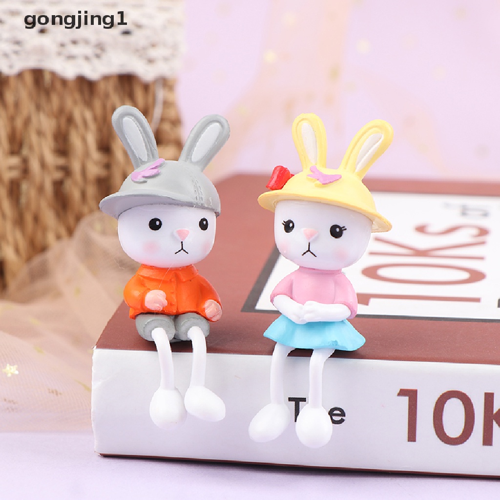 Ggg Patung Dekorasi Pemandangan Miniatur Kelinci Kaki Panjang Resin Lucu Home Decor ID