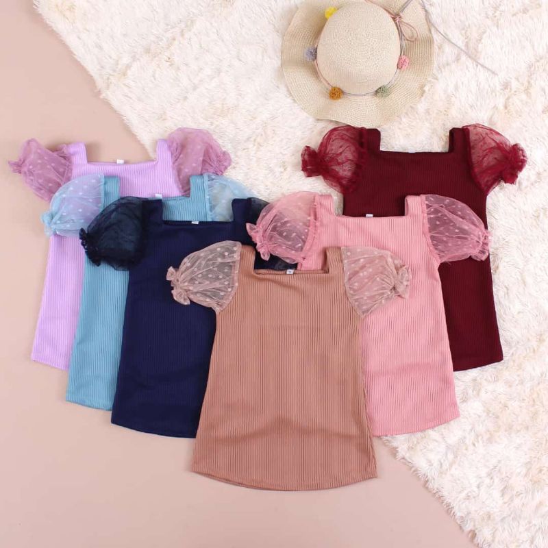 1-10 Tahun Moana Dress Mango Knit mix tile polcadot| Dress Anak Knit Kekinian | Dress Anak Pesta