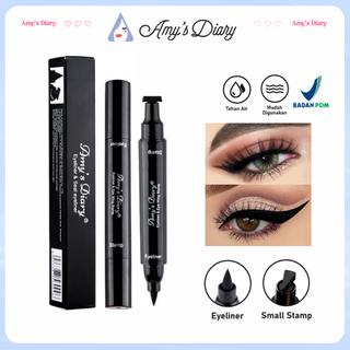 [PAKET HEMAT] Set Makeup AMY'S DIARY Pembentuk Maskara Eyeliner Small Stamp 2 in 1