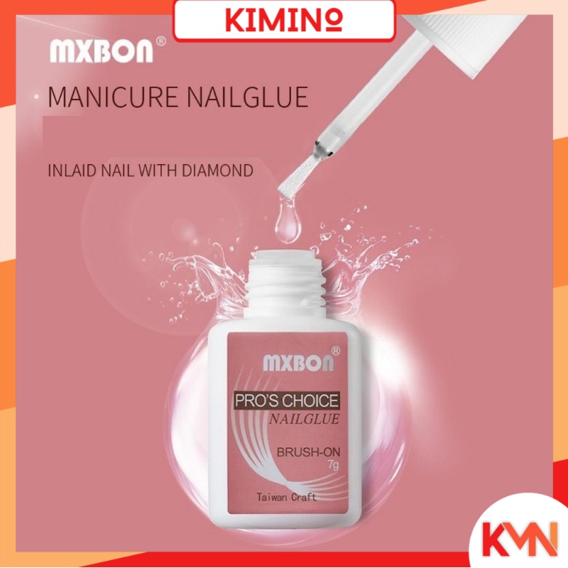 KMN MXBON Lem Kuku Cair 7gr Dengan Kuas Lem Kuku Palsu Fake Nails Art Glue Manicure