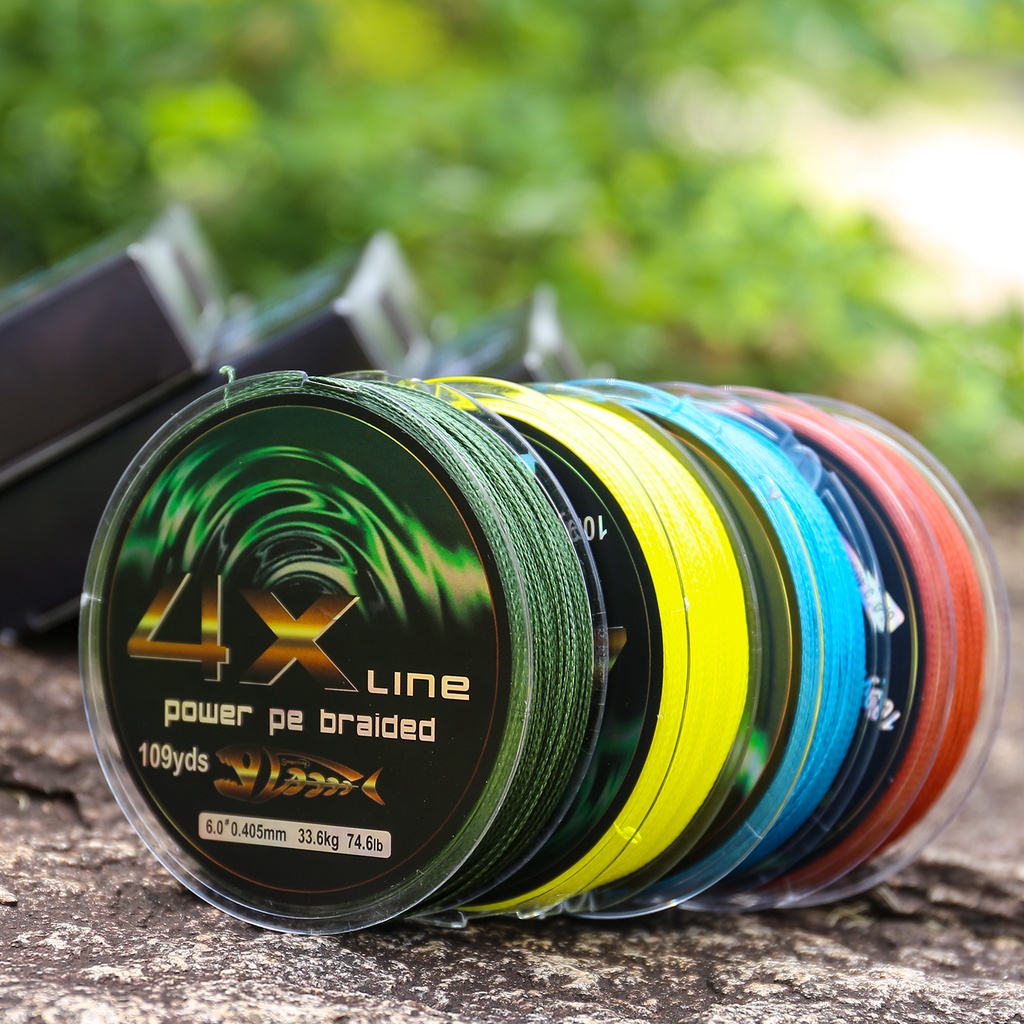 PE 4 Strands Braid Fishing Line 100M 4 Warna Kekuatan Super Kuat Dikepang 0.4-6.0 # Pancing