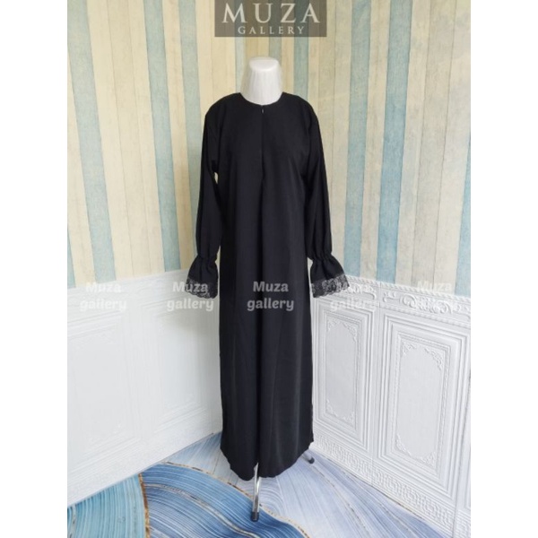 MUZA ABAYA HITAM LIANA KOMBINASI BRUKAT (BUSUI)