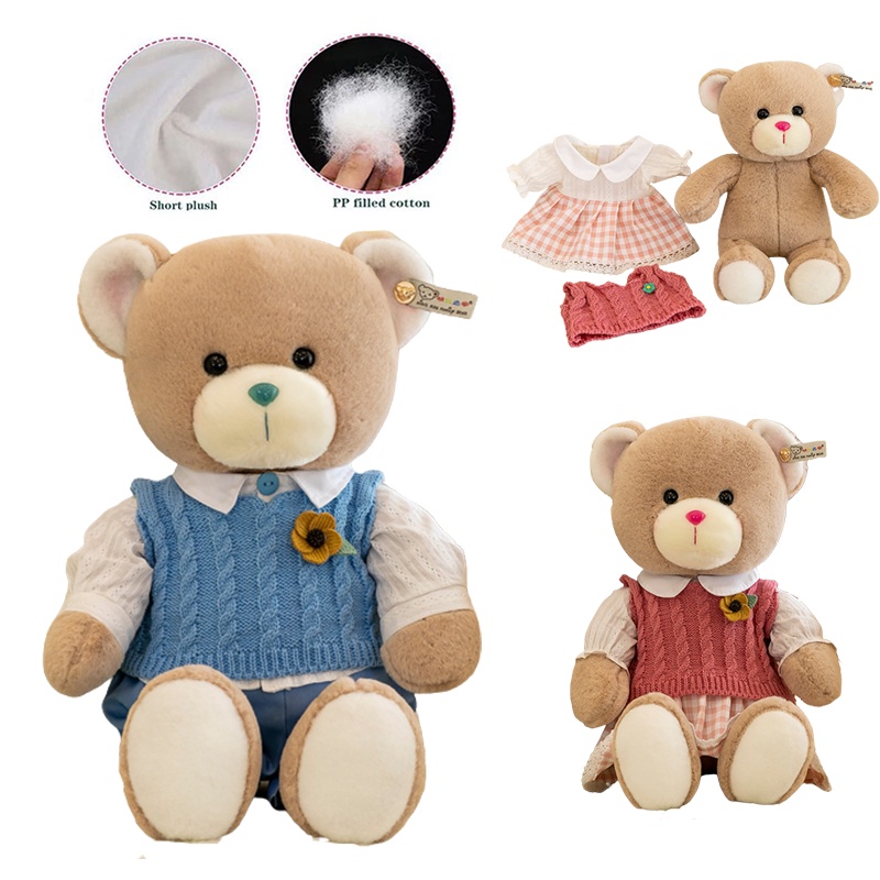 Boneka Teddy Bear Boneka Mainan Mewah Boneka Lembut Dg Pakaian Yang Dapat Dilepas Hadiah Xmas