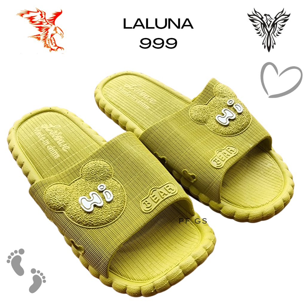 Sandal Selop Wanita LALUNA 999 Import Karet Motif Bear Lucu