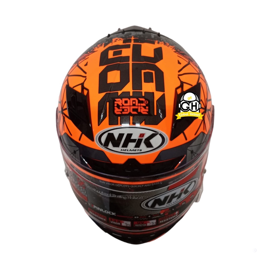 NHK HELM RX9 TOXIC SE ORANGE FLUO SILVER RX-9 DOUBLE VISOR