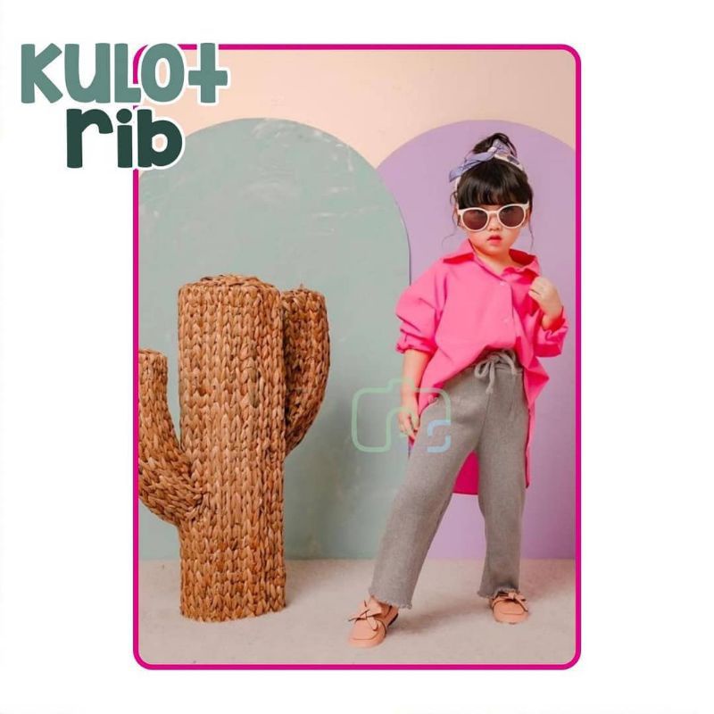 Celana Anak Perempuan KULOT Rib Curly Ruffle Knit Tee | Celana Bawahan Anak Perempuan Bahan Rib Knit