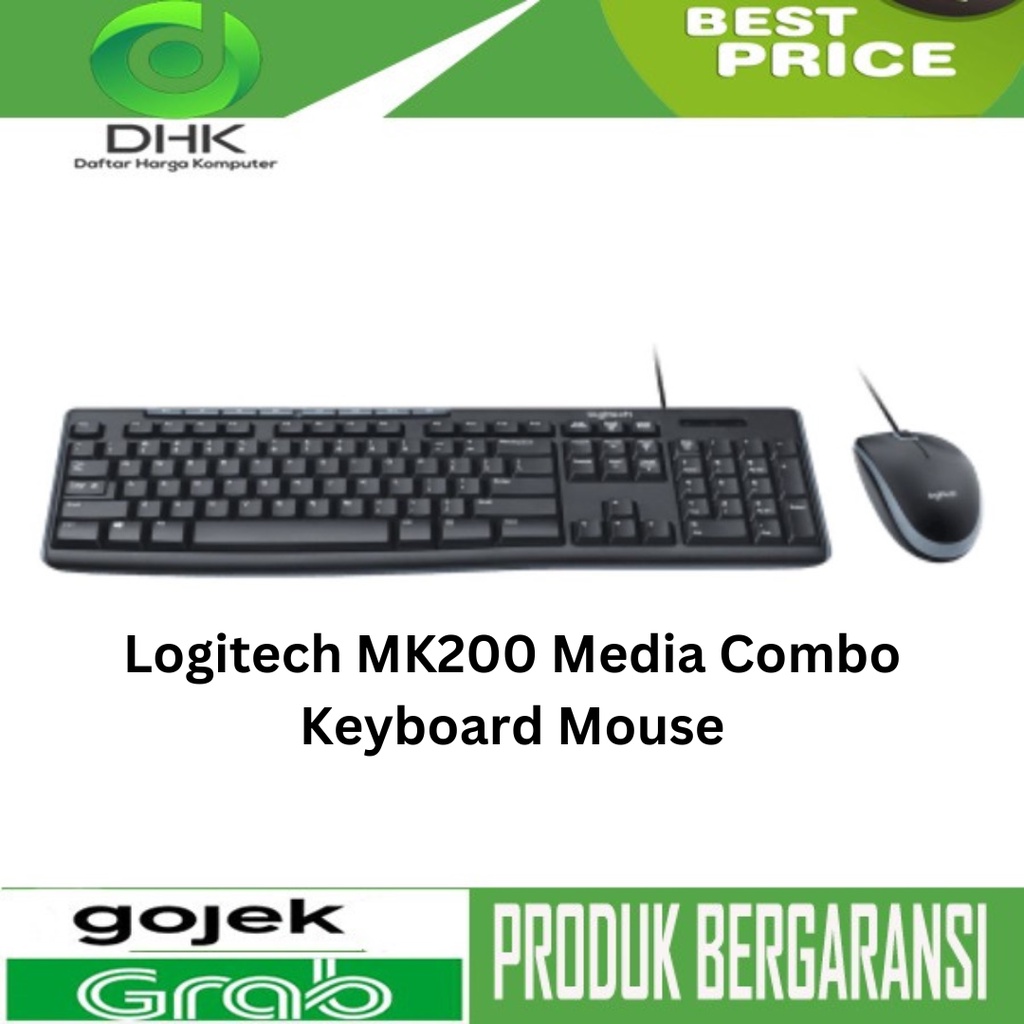 keyboard mouse combo MK200 logitech USB kabel Resmi