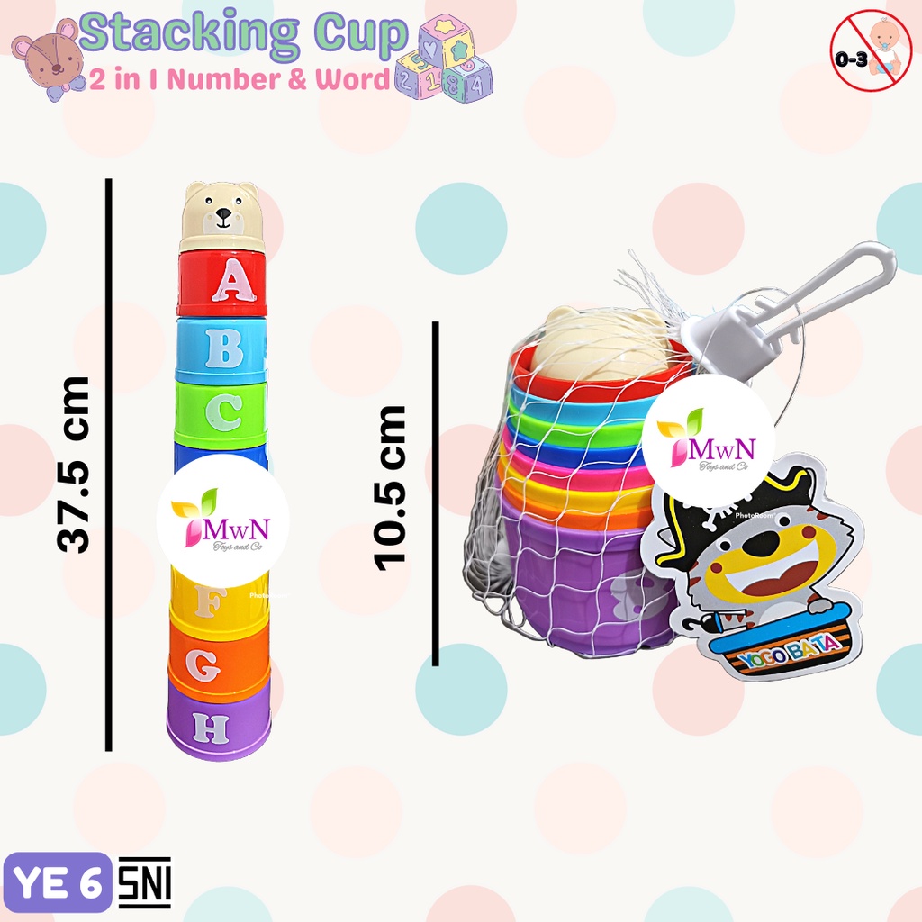 MWN Mainan Edukasi Anak Stacking Cup isi 8 cup YE6