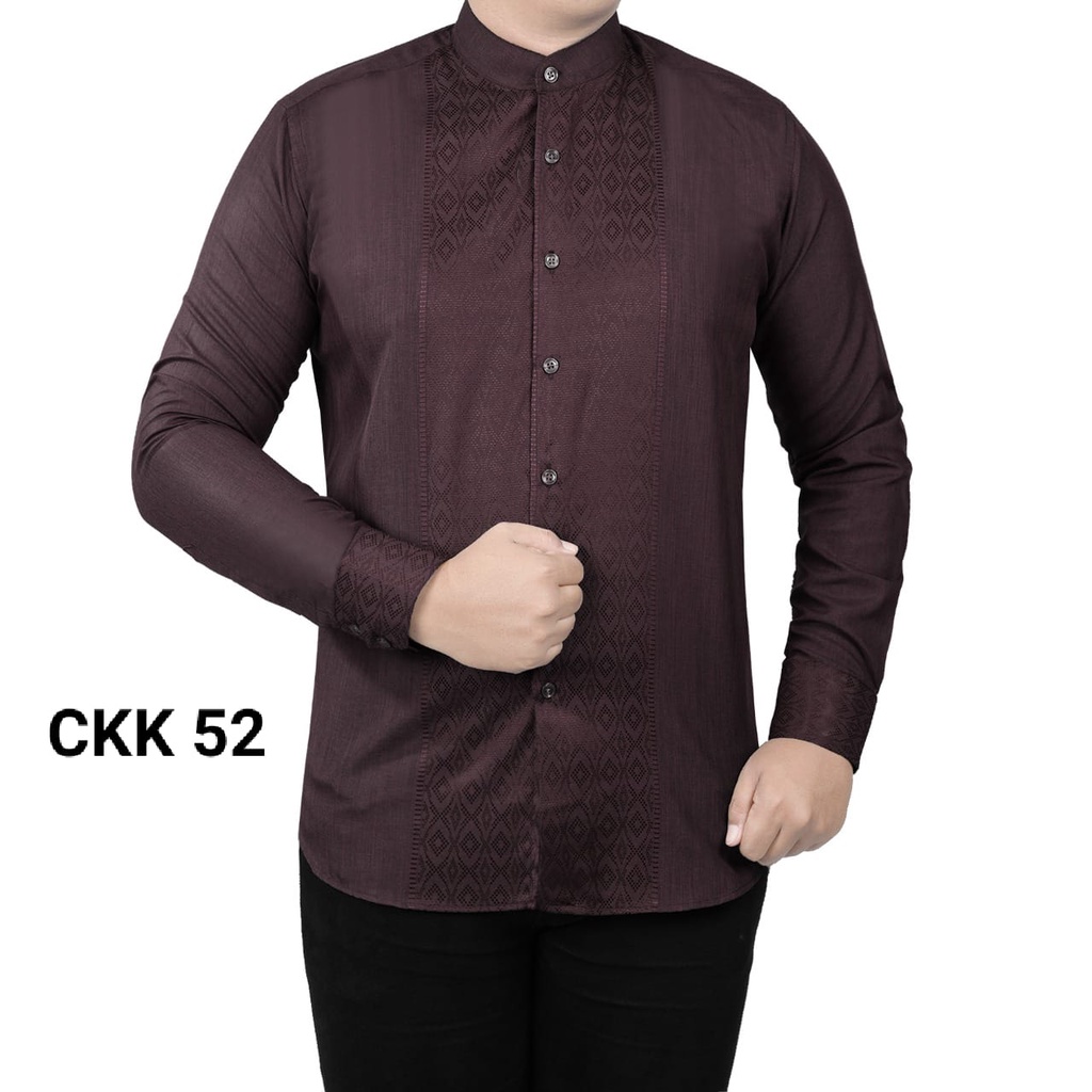 Baju Koko Pria Lengan Panjang Warna Merah Hati Best Seller