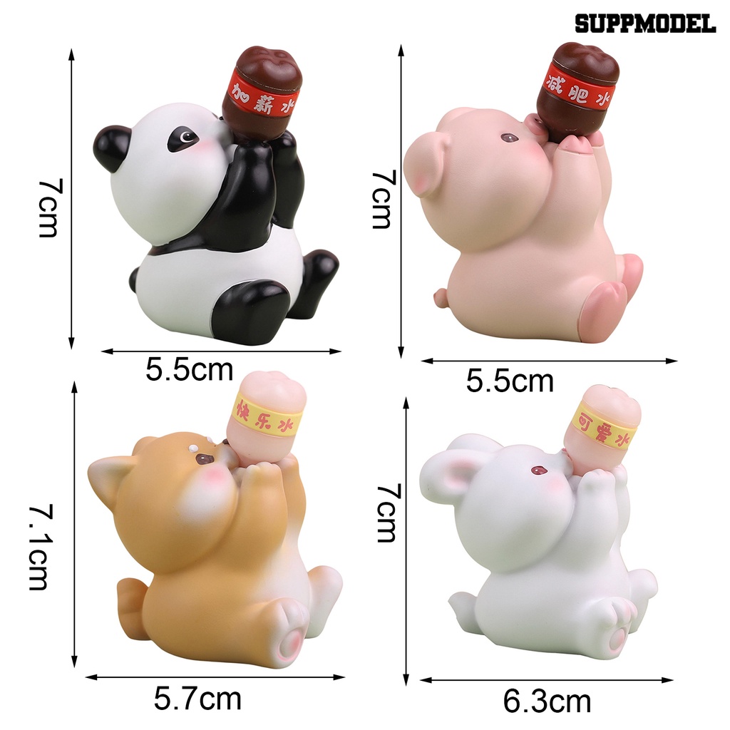 [Auto] 7 cm Animal Figure Mainan Panda Kelinci Piggy Puppy Landscape Boneka Resin Model Ornamen Desktop Indah Kartun Hewan Model Patung Dekorasi Mobil Hadiah Natal