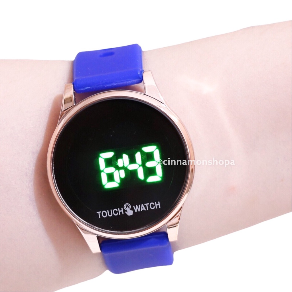 jam tangan digital rubber karet LAMPU LED touch screen ukuran unisex wanita pria FSLED