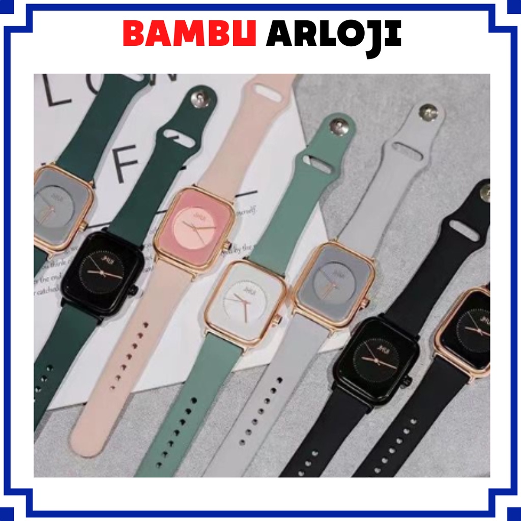 BAJ JAM TANGAN WANITA PRIA ANALOG QUARTZ RUBBER WATCH GROSIR ORIGINAL KOTAK PERSEGI HIGH QUALITY RM028