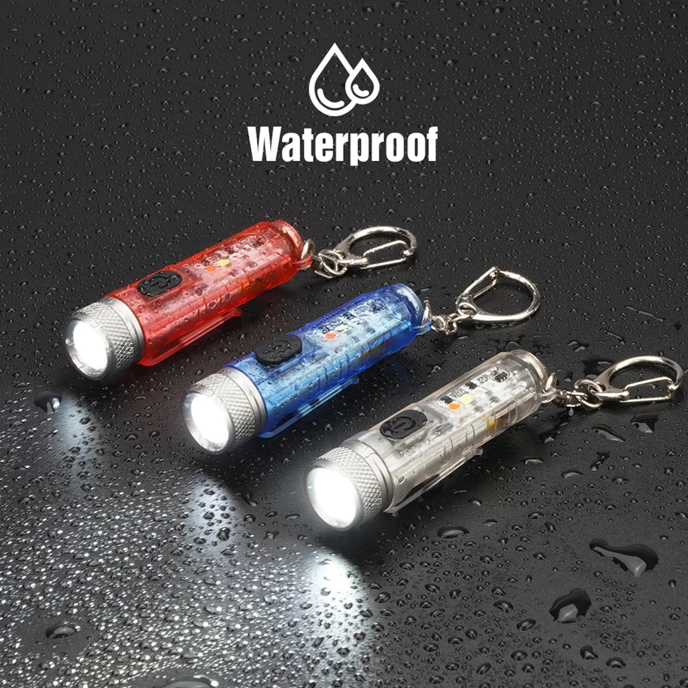 Hot Sale/Senter Cas Tipe-C Portabel Saling Menarik Multifungsi LED Rechargeable Torch Waterproof Senter Gantungan Kunci Mini Senter Jarak Jauh Untuk Camping