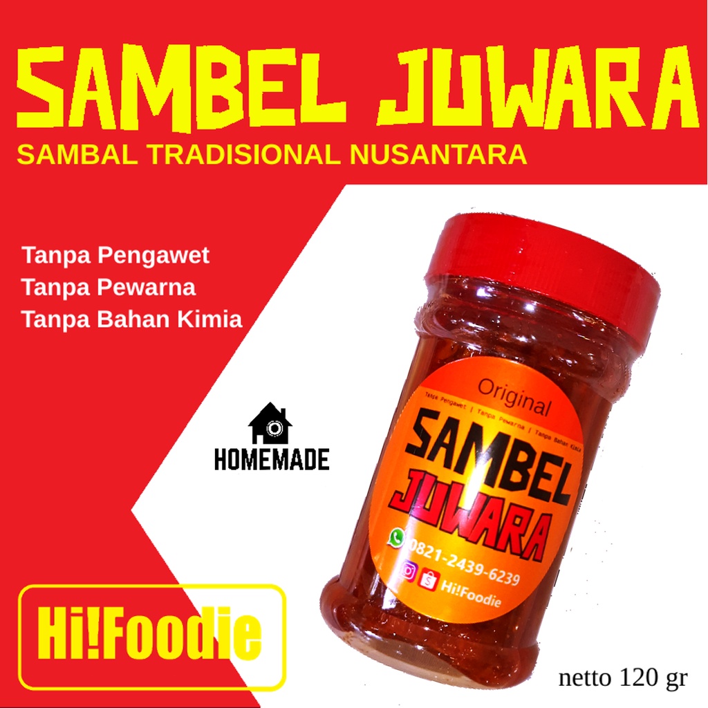 

SAMBAL JUWARA - original - cumi - teri - ikan asap - tongkol - kalasan - cabai hijau - 120 gram - HI!FOODIE