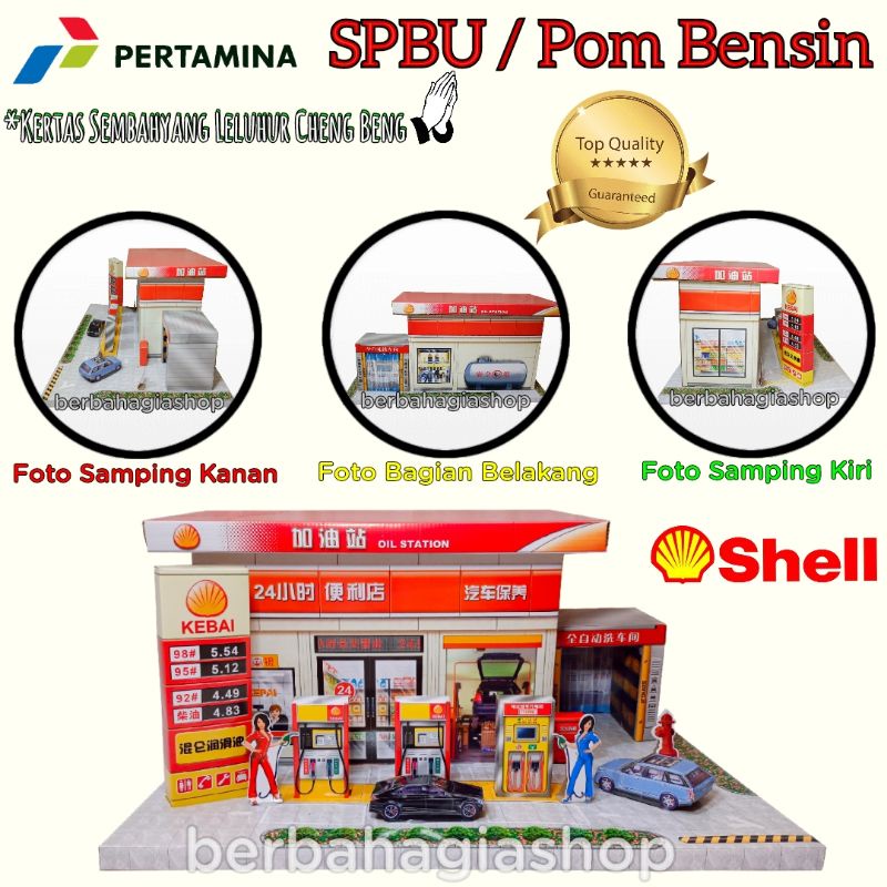 SPBU Pom Bensin Pompa Kilang Minyak Untuk Sembahyang Leluhur Cheng Beng / Kertas Sembayang Cengbeng Ceng Bheng Miniatur Stasiun Pengisian Bahan Bakar Umum