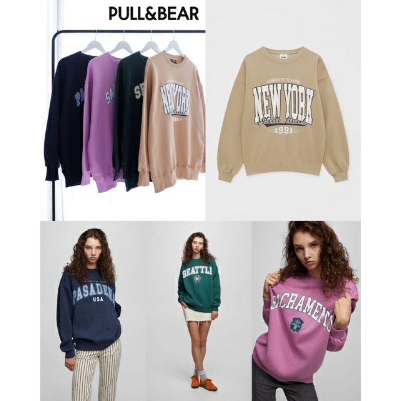 Pull&Bear Fleece Genderless Varsity Sweatshirt