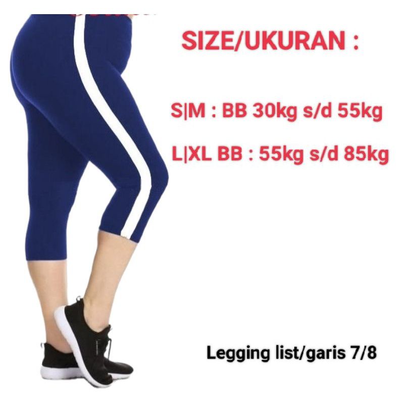 legging list 3/4 stripe putih Pendek Standar &amp; Jumbo / Celana List Putih PREMIUM