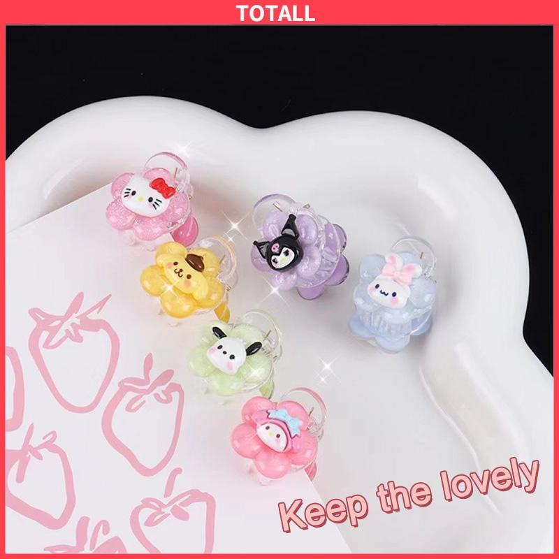 COD Jepit Rambut Bunga Transparan Cinnamoroll Kuromi Teenage Student Cartoon Sweet Hair Clip-Totall