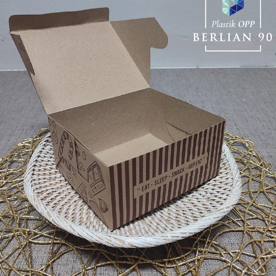 

■»► Dus Kue 12 x 14 cm Motif Kraft / Kardus Snack Box isi 50 pcs / Dus Kertas Snack Kotak Box Catering Termurah / Dus Box Nasi Catering Motif