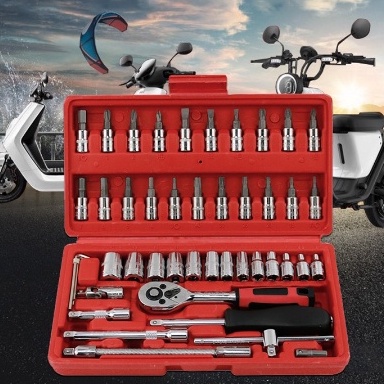 Set Kunci Shock Kunci SOK 46/53 Pcs Set Socket (1/4 )  Mobil Motor Lengkap Socket Tool Kit Set Pas Ring Full Lengkap Socket Tool Kit Pas Ring Motor Mobil Socket Wrench Pas Socket Set 1/4 Car Repair Tool