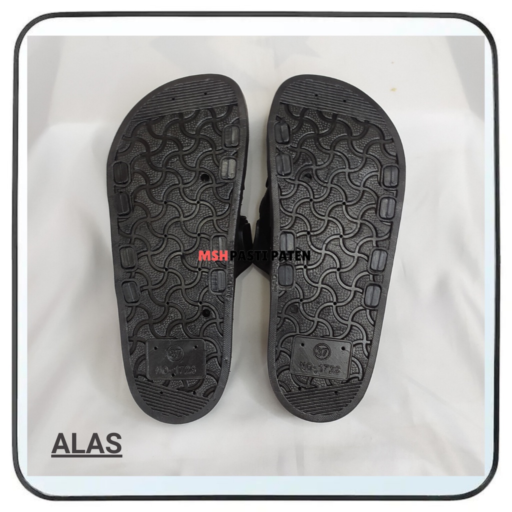 Sandal slop karet motif kulit wanita tahan air anti slip Sandal impor merk balance 1728
