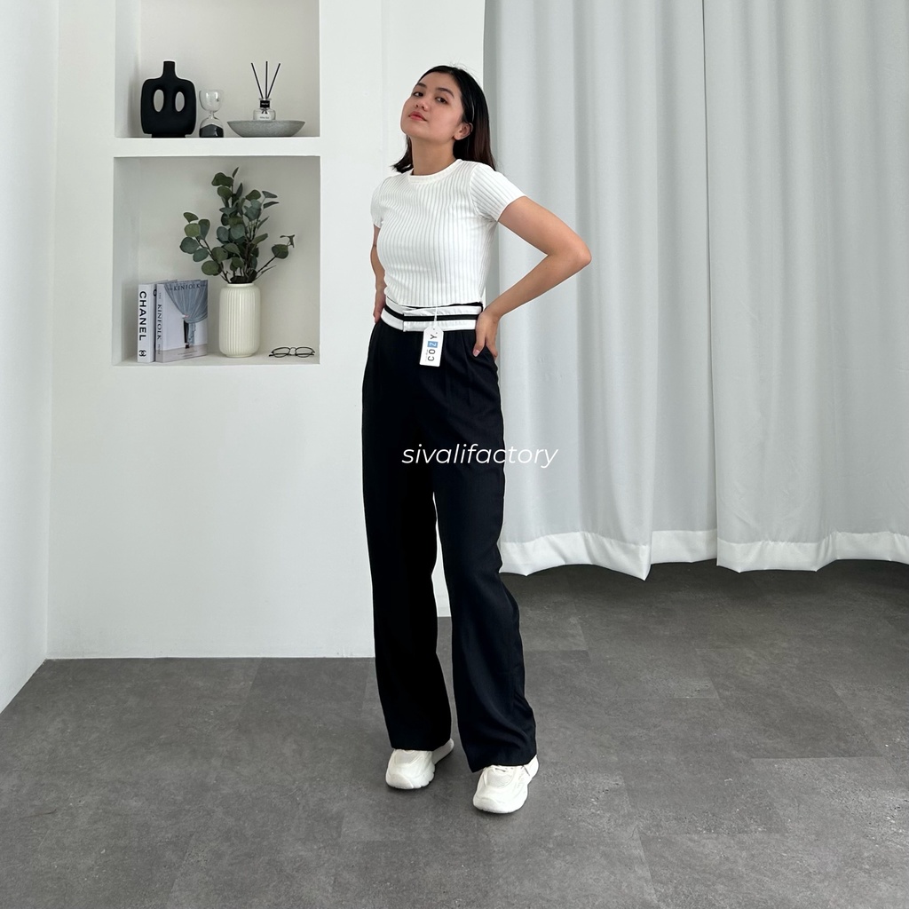 SIVALI Torry Pants - Celana Highwaist Anti Kusut - Celana Kulot Wanita - Trendy Pants