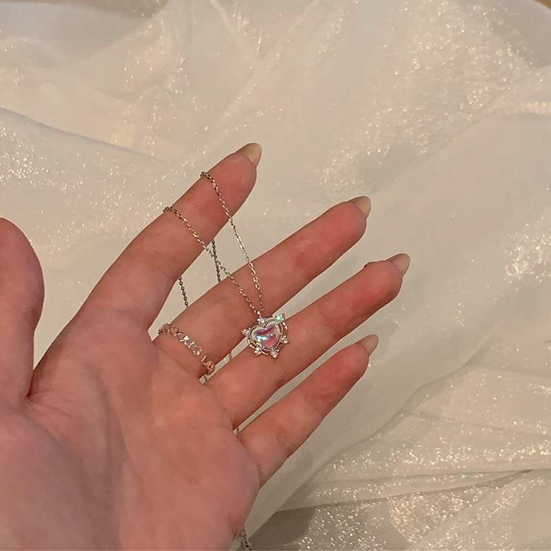 Fashion Cinta Ganda Batu Permata Kalung Untuk Wanita Vintage Perak Choker Rantai Liontin Perhiasan Aksesoris-30