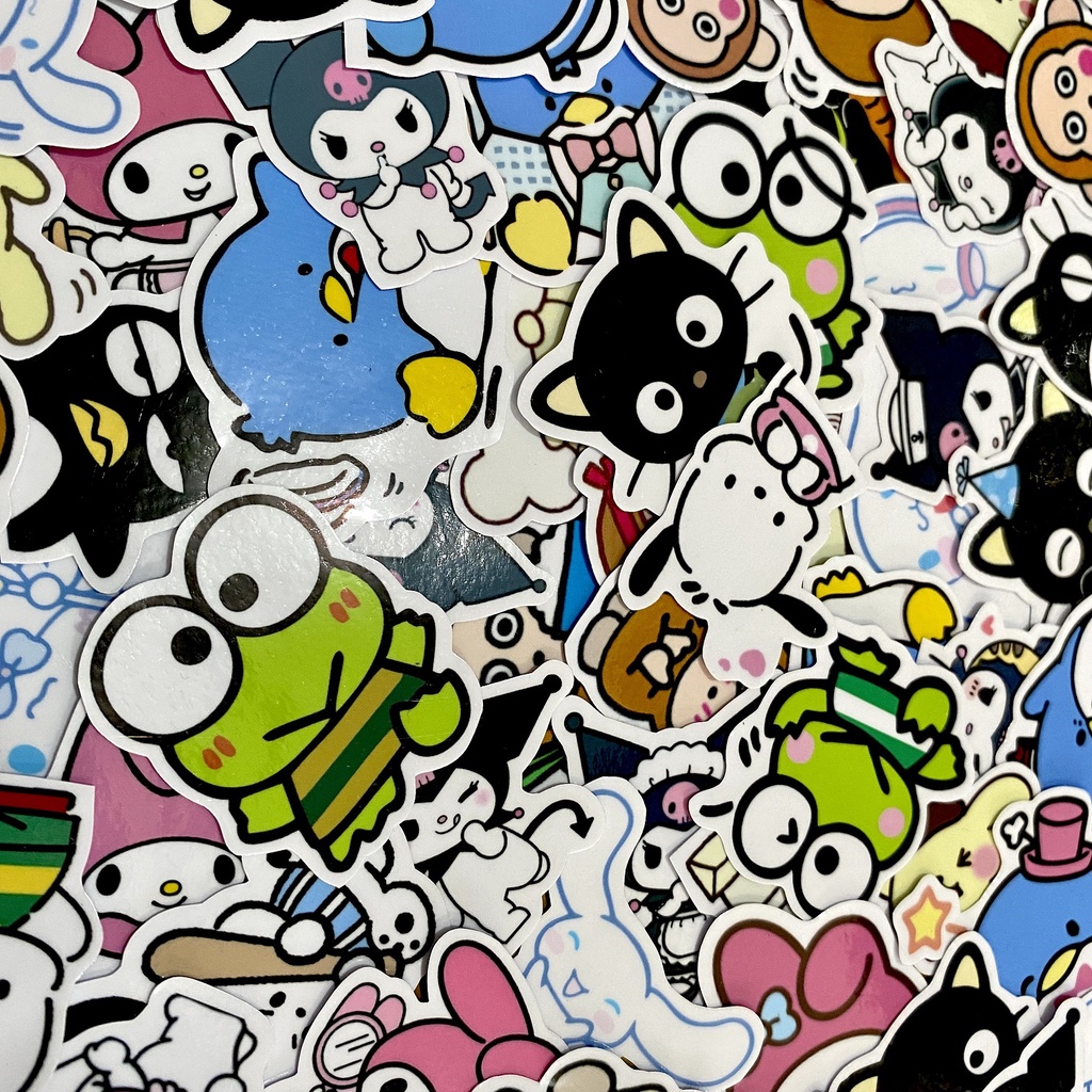 Sticker Tumblr Pack Sanrio Badtz Maru Chococatc Cinamoroll Kuromi Monkichi Purin Sticker Pack Waterproof Tumblr  Hiasan Laptop Notebook Tumbler Case Hp DIY