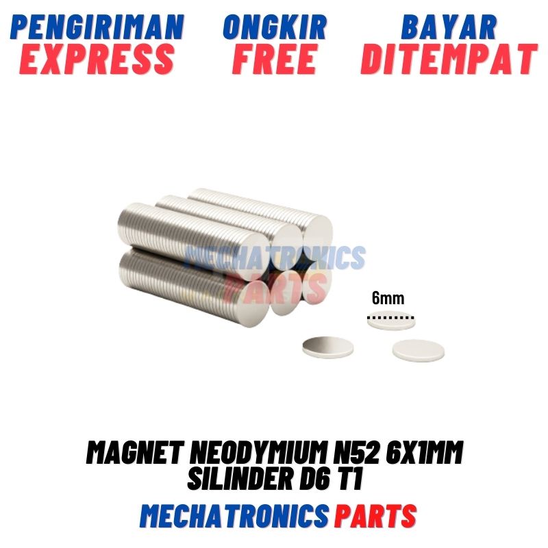 Magnet Neodymium N52 6x1mm Silinder D6 T1 6x1 mm Mini Coin Disc Strong