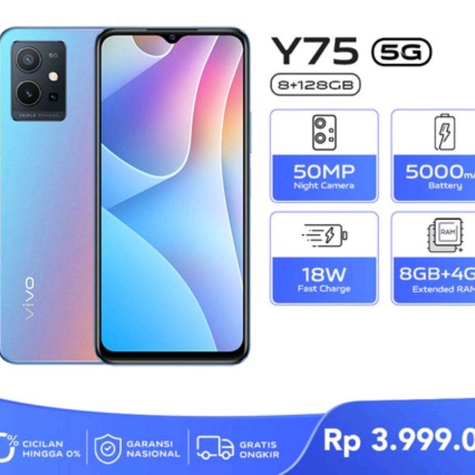 vivo y75 5G ram 8/128gb garansi resmi indonesia baru new ori