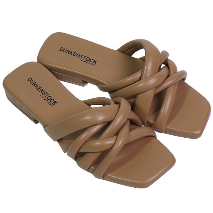 SARASARA YUK - Dunkenstock ANNA Sandal Wanita Tinggi 3cm Size 36 - 40 Selop Tidak Licin Sendal Beleza Wedges Slop Birken Pesta Kondangan Belleza 37 38 39 Warna Light Tan Brown Sara Sara Kekinian Premium Terbaru Shoes Ori Original Mall Official Store