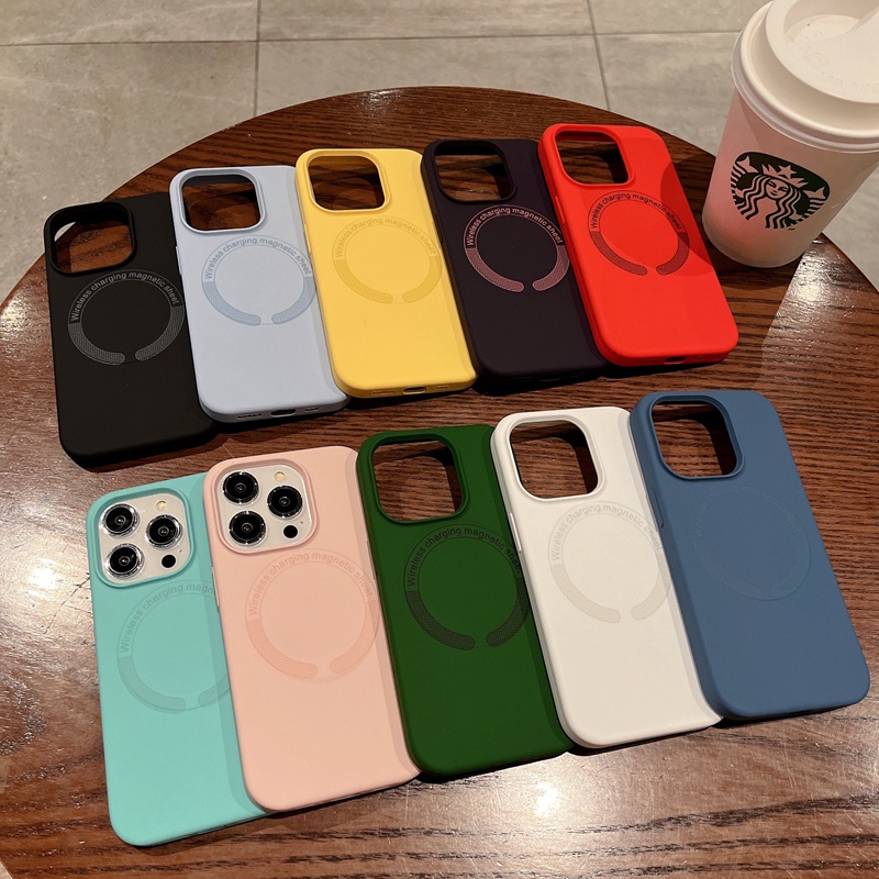 Soft case Silikon Magnetik Tahan Guncangan anti Kotor Untuk iPhone 11 Pro Max 14 Pro Max 14 Plus 13 12 Pro Max