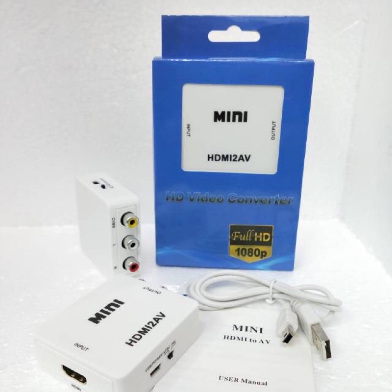 Converter HDMI to AV - RCA Mini Box - Adapter Box - HDMI2AV