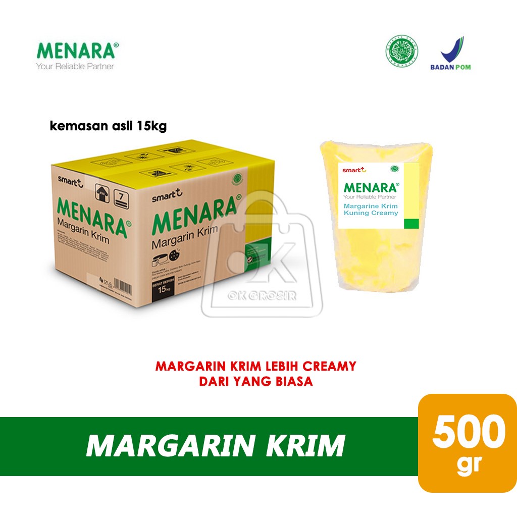 

Margarin Krim MENARA Kuning Creamy Margarine (500 gr)