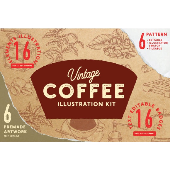 Vintage Coffee Illustration Kit