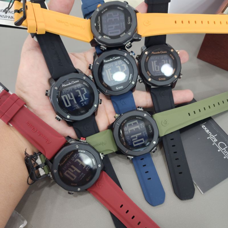 ORIGINAL JAM TANGAN PRIA ALEXANDRE CHRISTIE DIGITAL AC 9377 RUBBER STRAP |  AC9377 COWOK KARET ORIGI