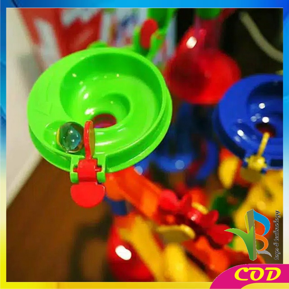 RB-M58 Mainan Marble Run Block 105PCS Mainan Anak DIY Seluncuran Jalur Kelereng / Track Marble Race