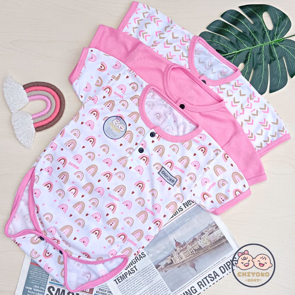 3 Pcs Jumper Bayi Jumpsuit Segitiga SERIAN PINK Chiyoko Baby