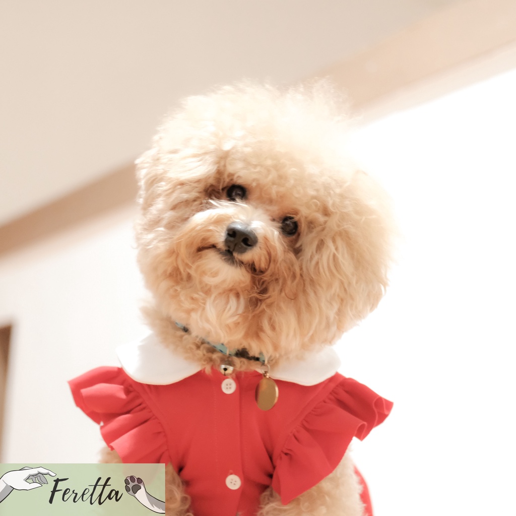 [Feretta] Laila Christmas Dress | Baju Anjing Natal Dress Merah | Dress Natal Anjing | Dress Natal D