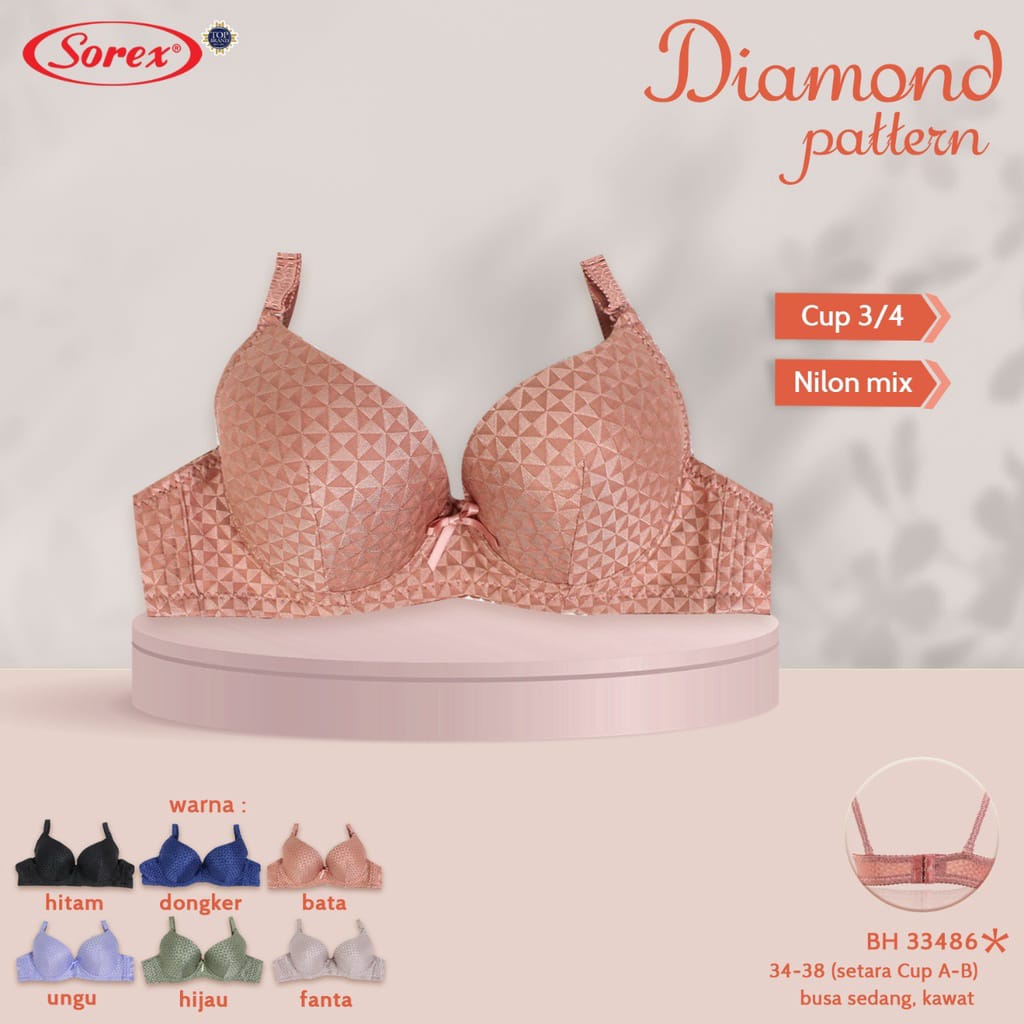 Bh Bra Sorex 33486 (Cup Sedang) Tekstur Motif | Bra Busa Tipis Pakai Kawat |jcx