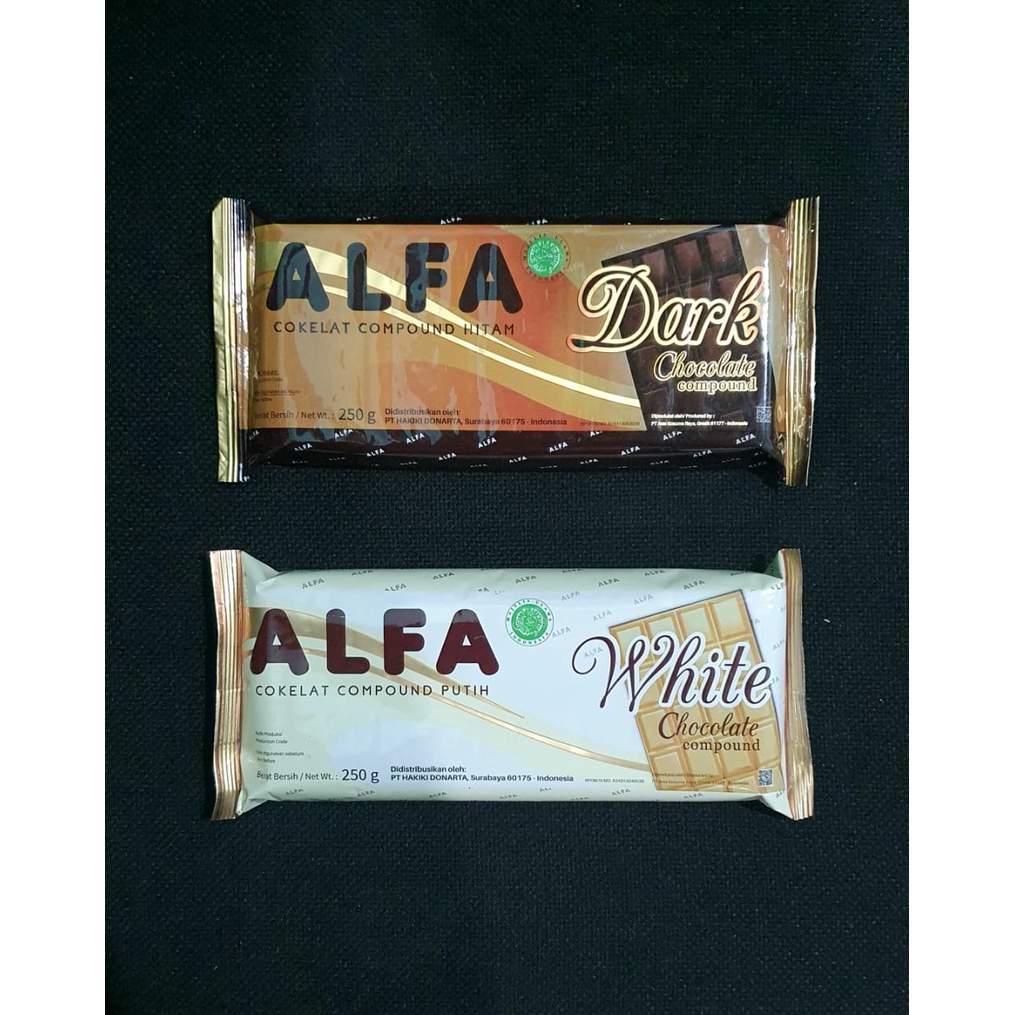 

Coklat blok alfa 250g dark/white compound