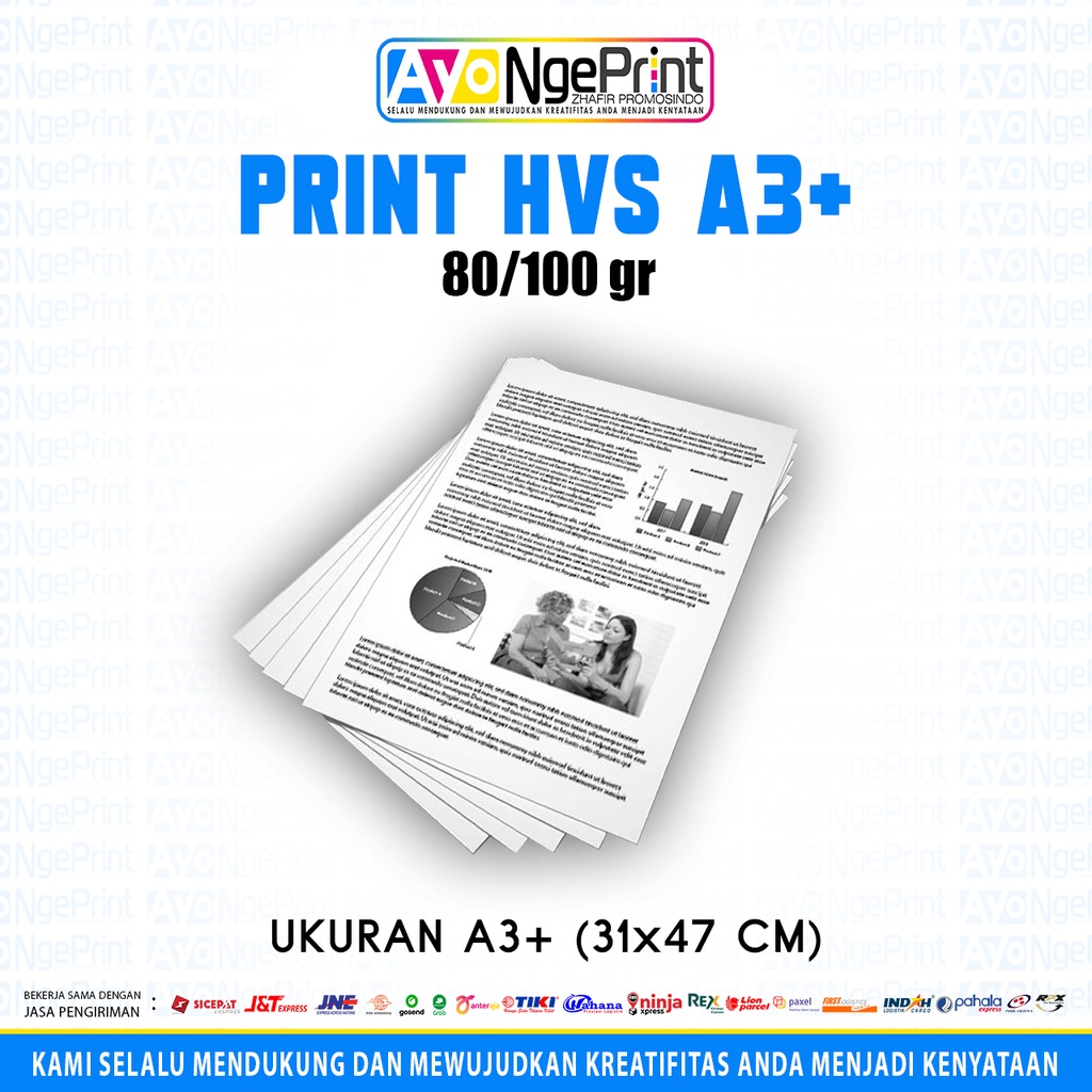 

Print Kertas HVS A3+ 80/100 gr - FULL COLOR - 3 Lembar